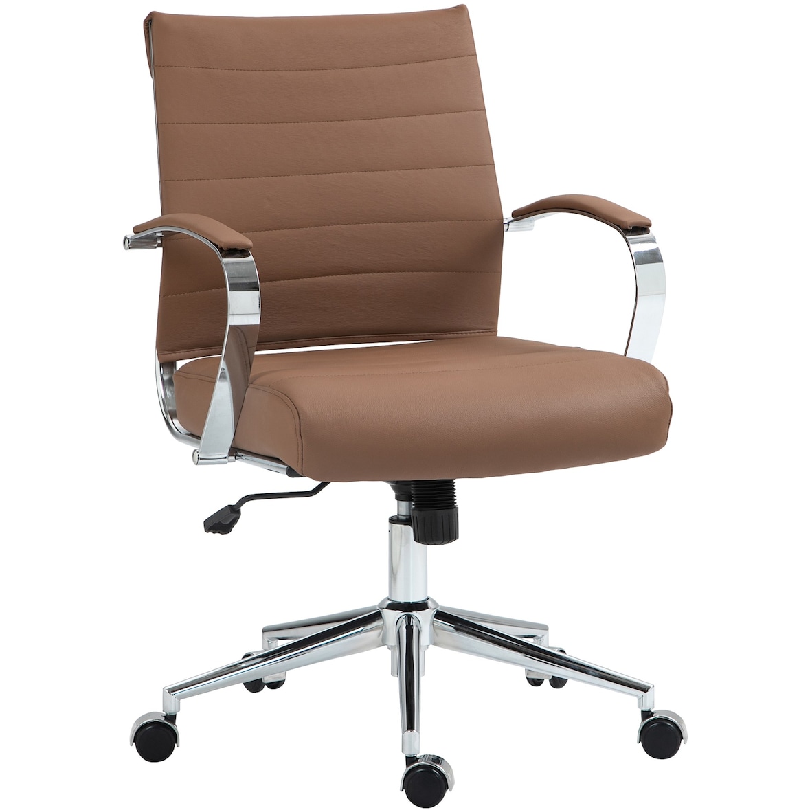 DELUKE® Bürostuhl Ergonomisch EVOK Schreibtischstuhl Echtleder Höhenverstellbarer Drehstuhl Chefsessel, Computerstuhl 130 kg Hellbraun