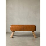 thumbnail of Sportlicher Sitzhocker, Braun, Leder, Mango-Holz - Modern & Stabil. 90x30x43 cm | Kadima Design