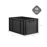 thumbnail of PROREGAL SparSet 5x Eurobox NextGen Grip mit Auflagedeckel & 4 schwarzen Verschlüssen, HxBxT 32x40x60cm, 65L, Schwarz, Griffe zu, Eurobehälter