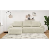 thumbnail of Canapé d'angle gauche convertible 3 places MILO - Velours côtelés beige - Coffre de rangement - L 264 x H 84 x P 99/145 cm AUCUNE