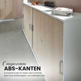 thumbnail of bümö Schiebetürenschrank 2OH - Aktenschrank abschließbar, Sideboard Schrank mit Schiebetüren in Grau/Silber, Bogengriff - Büroschrank aus Holz mit