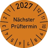 thumbnail of Dreifke® Prüfplakette 2027 Nächster Prüftermin, Folie, Ø 30 mm, 10 Stück/Bogen