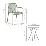 thumbnail of Bistro balkonset met ronde metalen tafel, 2 stapelbare stoelen van hars met armleuningen, ruimtebesparend voor de tuin - Nathan+Simona/Saliegroen
