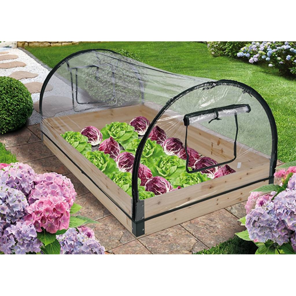 Frühbeet Gewächshaus mit Holzrahmen und 2 Fenstern 120x80cm 62635