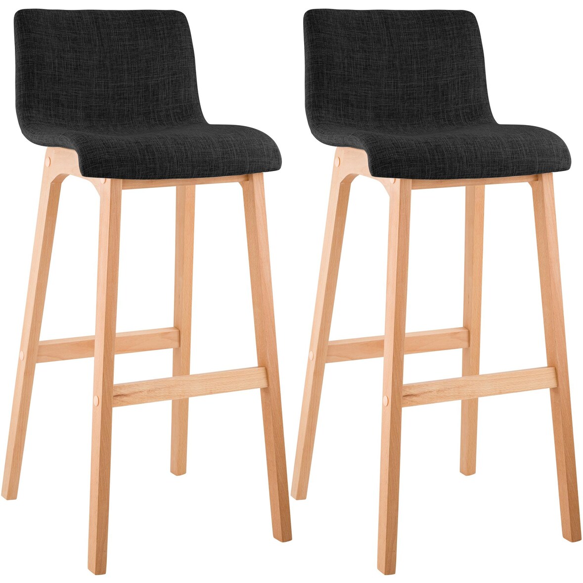 Conjunto de 2 bancos de bar Hover tecido Natura cinza escuro