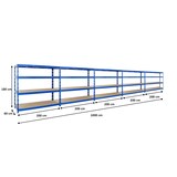 thumbnail of PROREGAL Mega Deal 5x Profi Schwerlastregal Rhino | HxBxT 180x200x60cm | 4 Spanplatten-Ebenen 8mm | Fachlast 500kg | Blau