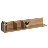 thumbnail of Wandplank HWC-M48, Hangplank Houten plank Zwevende plank, 3 vakken Massief mangohout 20x120x21cm ~ naturel