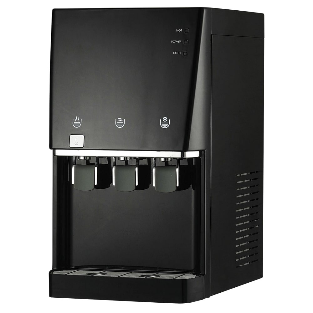 Fuente de sobremesa compacta dispensadora de agua fría, caliente y ambiente