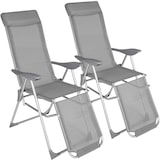 thumbnail of tectake Set van 2 aluminium tuinstoelen inklapbaar met hoofdsteun en voetensteun - grijs - 402763
