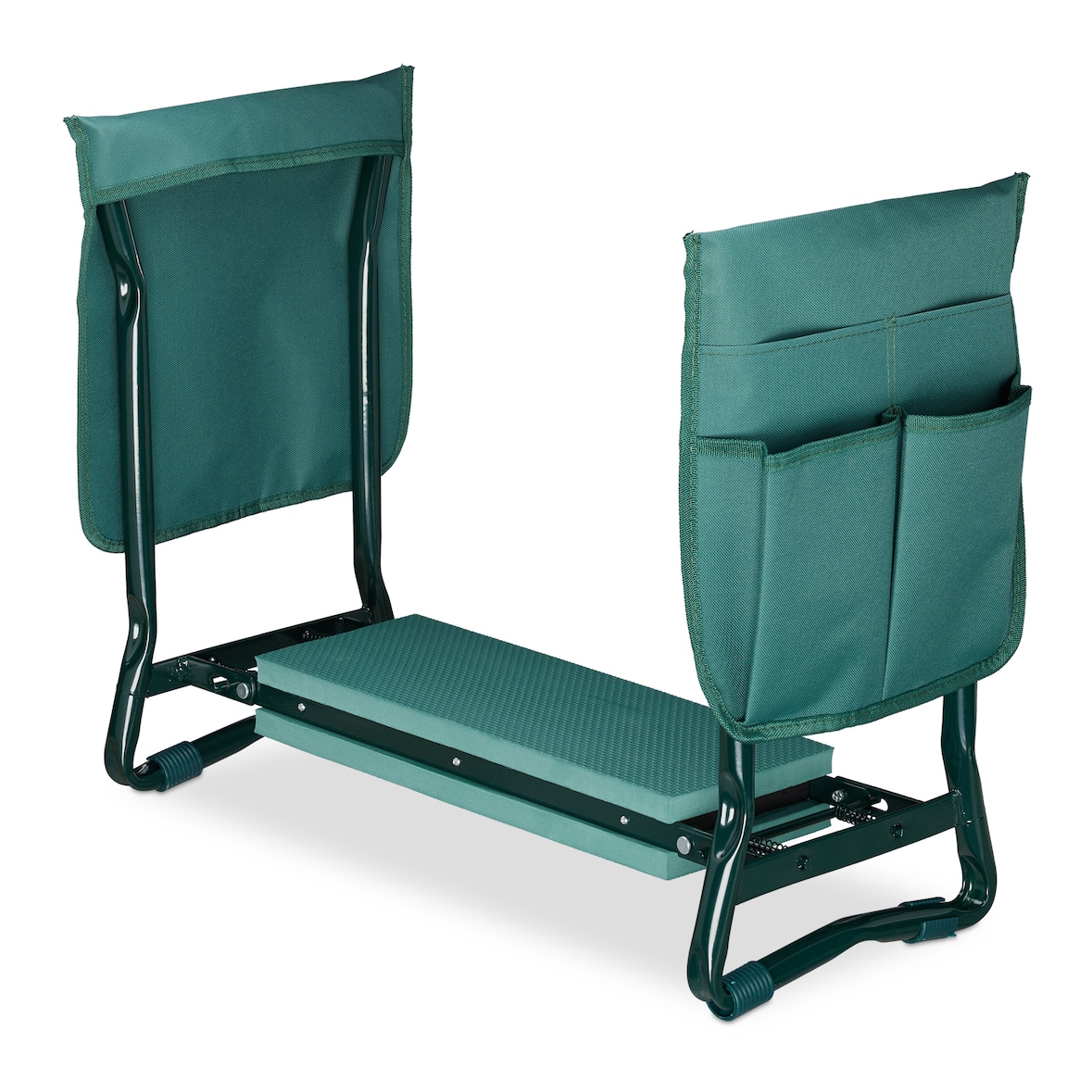 Relaxdays Kniebank, weiches Kniekissen, 2 Taschen, klappbar, Kniehilfe Gartenarbeit, bis 150 kg, HBT 50x60x27,5cm, grün