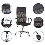 thumbnail of Bürostuhl Chefsessel Schreibtischstuhl PURE NET Netzstoff / Kunstleder schwarz Chrom hjh OFFICE