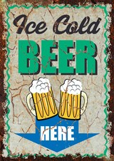 thumbnail of Ice Cold Beer here Deko Schild A6 Rückseite selbstklebend