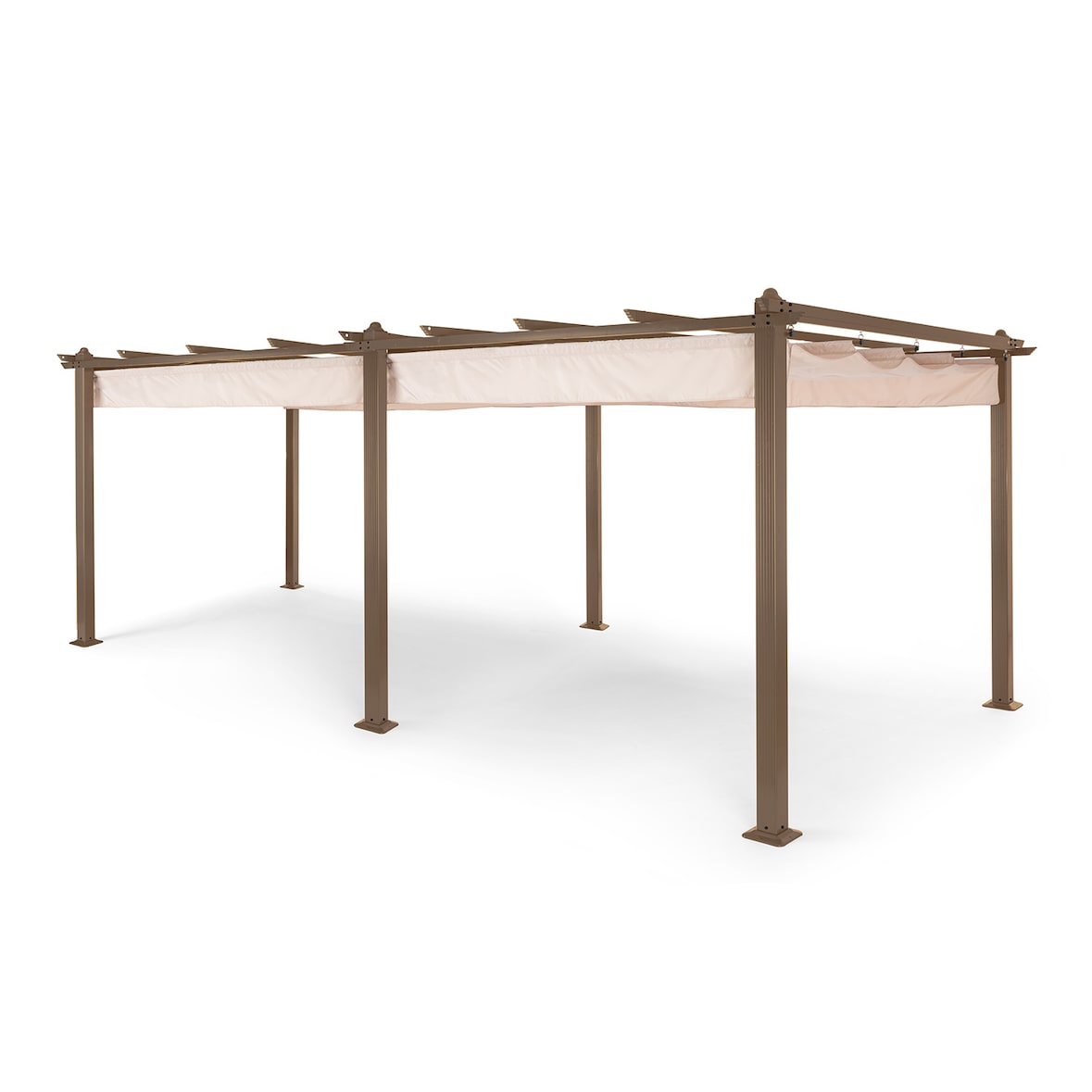 Pantheon Rust Pergola Aluminium 3x6m 6 Eckpfosten wasserabweisend Beige