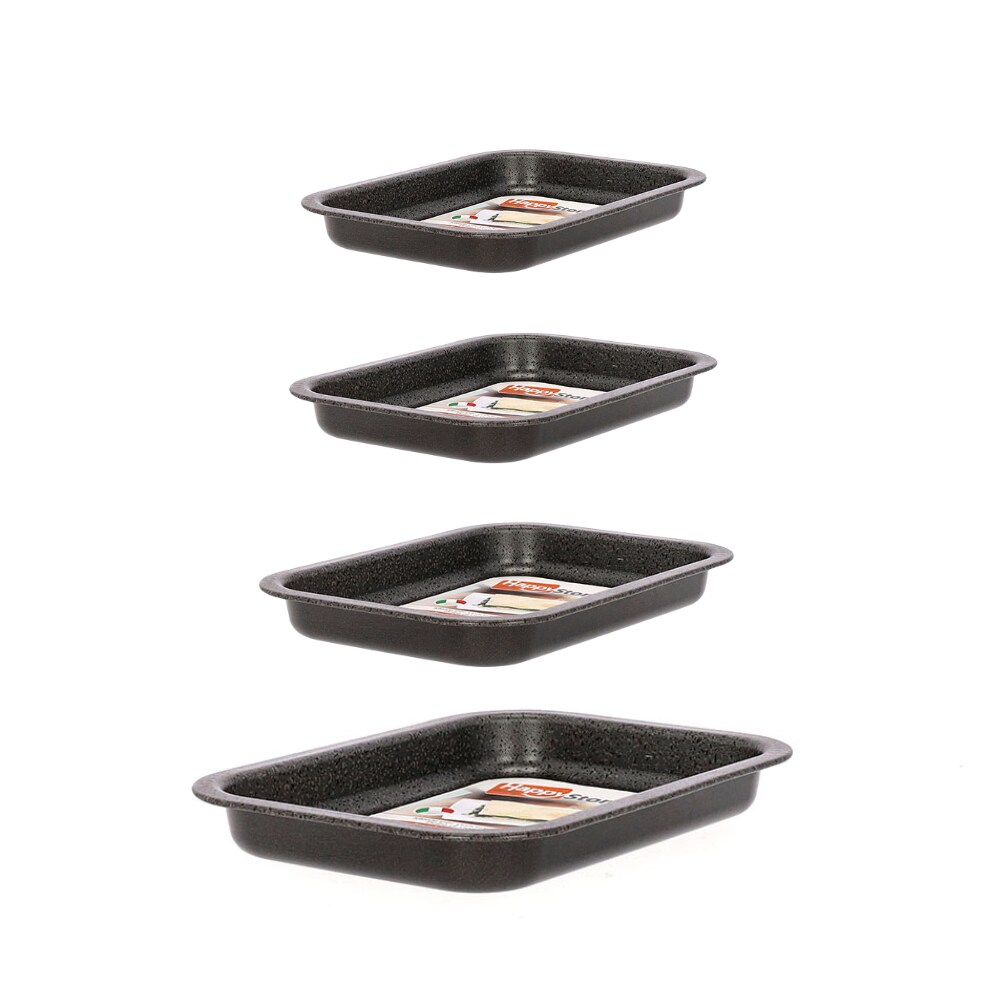 Mamù set de 4 bandejas de horno rectangulares bajas 30/35/40/40H4 cm, antiadherentes, de aluminio, sin PFOA, fabricadas en Italia