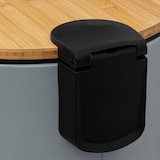 thumbnail of Poubelle 30 Litres en Métal Gris et Couvercle en Bambou