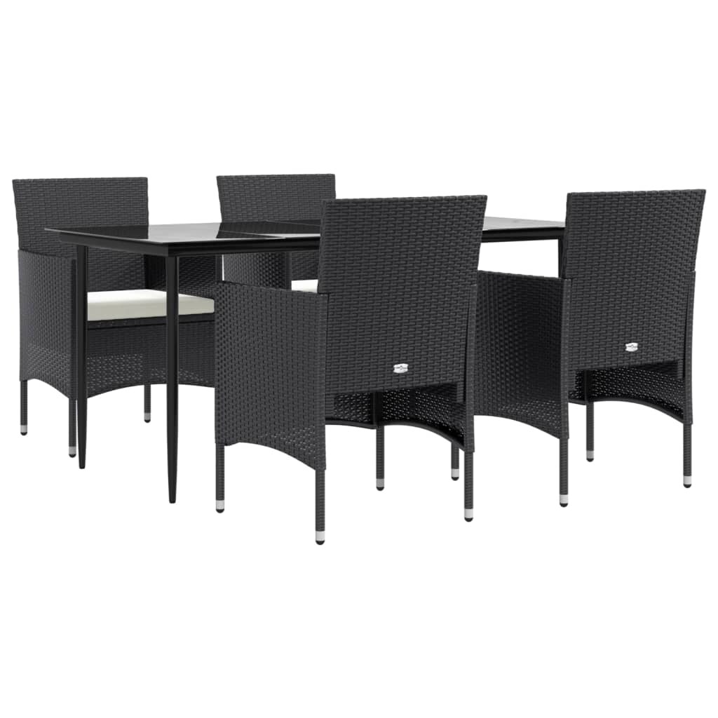 HELLOSHOP26 - Juego de comedor de jardín muebles de exterior con cojines 5 piezas negro 02_0014166