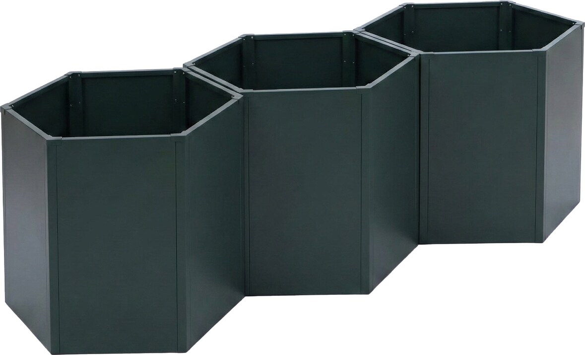 3er-Set Hochbeet HWC-P64, Metallhochbeet Gemüse-/Pflanzbeet Blumenkasten Pflanzkübel Stahl 77x264x100cm ~ grün