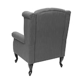 thumbnail of Sillón Chesterfield, sillón reclinable club wing chair, tela/textil repelente al agua ~ gris oscuro sin otomana