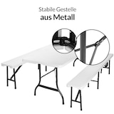 thumbnail of Casaria Bierzeltgarnitur 180 cm Klappbar Kunststoff Campingtisch 2x Campingbank Festzeltgarnitur Weiß 3 tlg