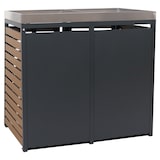 thumbnail of PROREGAL 2er Mülltonnenverkleidung | HxBxT 124x134x84cm | Mülltonnenbox mit Pflanzkasten | Teak-Optik | WPC Edelstahl 79kg