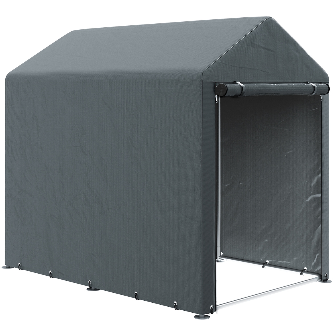 Carpa para herramientas bicicletas y motos 1,2x1,8x1,65 m garaje portátil con 2 habitaciones puerta con cremallera impermeable anti-UV gris oscuro