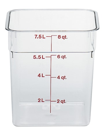 CAMBRO - 8SFSCW-135 - Recipiente quadrado 7,6 L - 21,5 x 21,5 x 23 cm - Transparente (Tampa não incluída)