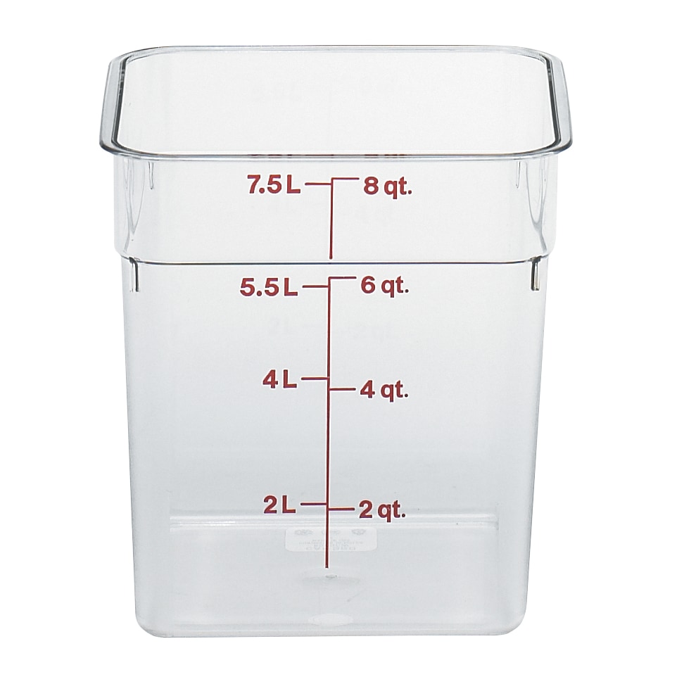 CAMBRO - 8SFSCW-135 - Recipiente quadrado 7,6 L - 21,5 x 21,5 x 23 cm - Transparente (Tampa não incluída)