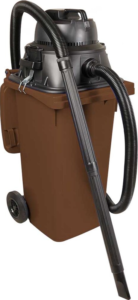 Nass- /Trockensauger/Industriesauger 1100 Watt, mit 120 Liter Behälter (DIN Mülltonne) braun