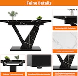 thumbnail of Ausziehbarer Esstisch Teleskoptisch 76x160x75 cm Marmordekor Schwarz mit Metallschienen Verriegelung und verstellbaren Füßen MDF Metall