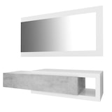 thumbnail of Mobile Maiorca Mobiletto da Ingresso Sospeso con Cassetto Mensola e Specchio Arredo Arredamento Sala 81 x 116 x 29 cm Bianco Lucido e Grigio Cemento