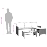 thumbnail of vidaXL Gartensofa in L-Form mit Tisch und Kissen Grau Poly Rattan