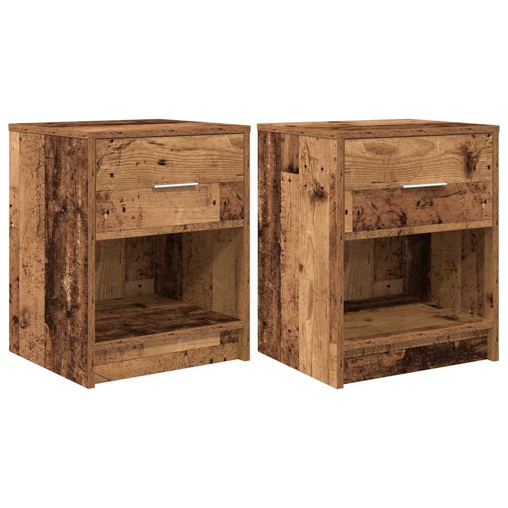 vidaXL Nachttische 2 Stk. mit Schublade Altholz-Optik 40x34x50 cm
