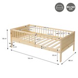 thumbnail of ML-Design Kinderbett 80x160 cm Natur, Holzbett mit Lattenrost & Rausfallschutz, Jugendbett aus massivem Kiefernholz, Montessori Einzelbett Babybett