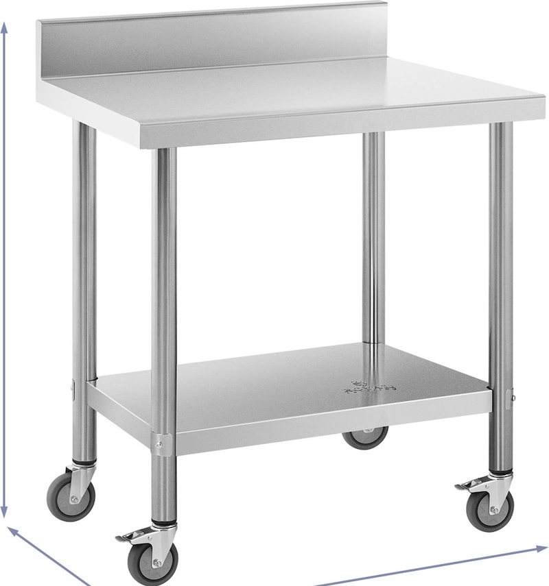 Produktbild von Royal Catering Edelstahltisch 150x60cm – 3 Ebenen, 500 Kg Traglast, Höhenverstellbar, Gastro-Qualität