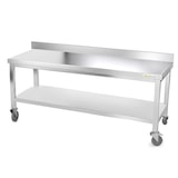 thumbnail of Piano di lavoro in acciaio inox da 1800 x 800 mm con base e rinforzo su ruote PREMIUM / GOLDINOX. GOLDINOX
