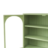thumbnail of Wandvitrine Metall Glas Grün 60x70x23 cm mit zwei Glastüren und 3 Ebenen, geflochtene Optik, flexibel als Wand oder Standvitrine