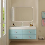 thumbnail of Waschbecken aus Keramik,Badmöbel Set,110x55 cm, Badezimmermöbel,Bad Schränke,Waschtisch,LED-Spiegel,Blau /LSC110/