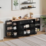 thumbnail of Sideboard 138x40x85 cm mit Schublade, Doppeltürfach und verstellbaren Einlegeböden, kippsicher und geräuscharm, Modernes Eurodesign Schwarz