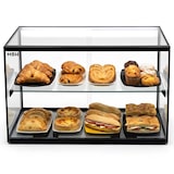 thumbnail of MBH - Neutrale vitrine met LED verlichting 55 cm 2 etages voor horeca. Neutrale glazen vitrine voor patisserie en gebak.