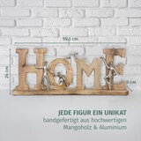 thumbnail of Dekofigur Home 24 cm aus Mangoholz und Aluminium Skulptur mit Figuren Symbol für Familie und Zusammenhalt Handarbeit modern auf Holzsockel Unikat