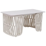 thumbnail of Loungetisch HWC-P90, Gartentisch Balkontisch Outdoor, Seilgeflecht Rope Sinterstein 43x90x45cm ~ creme, Platte creme