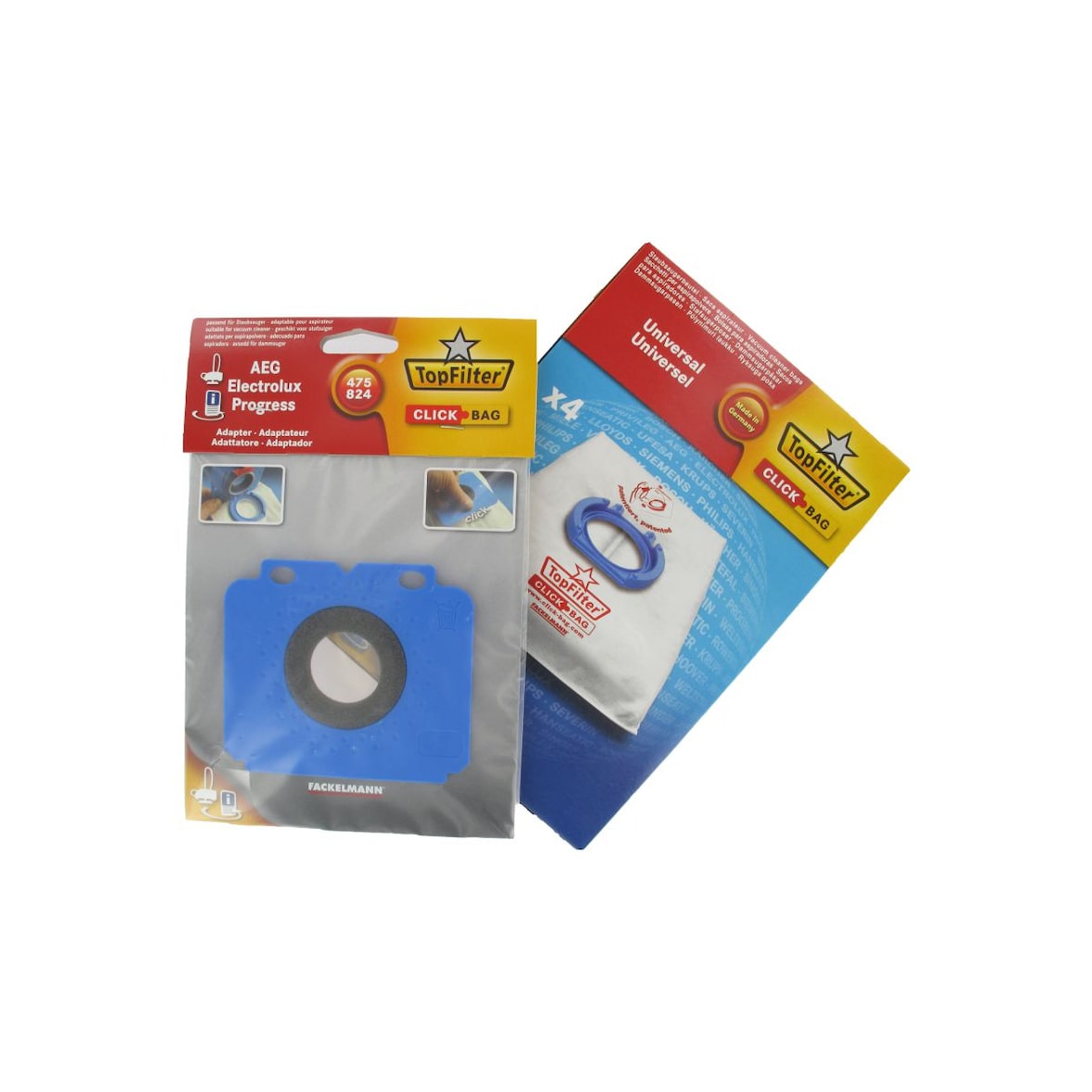4er-Box Top Filter Universal-Staubsaugerbeutel mit Click Bag-Adapter für AEG 475/824 Staubsauger