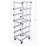 thumbnail of Carro porta bandejas plegable de 540 x 650 x 1900 mm. (h)  Para cajas o bandejas N.E. de hasta 235 mm. (h) 6 niveles GRIS, RUEDAS DE PP