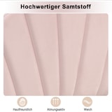 thumbnail of Merax Polsterbett, Samt Doppelbett mit höhenverstellbarem Muschel-Form-Kopfteil 140x200cm, rosa