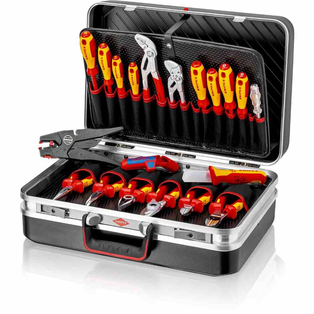 KNIPEX     Werkzeugkoffer Elektro, 20teilig, 5Zangen, 3xKabSchneid, 2xPH, 2xPZ, 4xSchlitz, Schraubendreher,