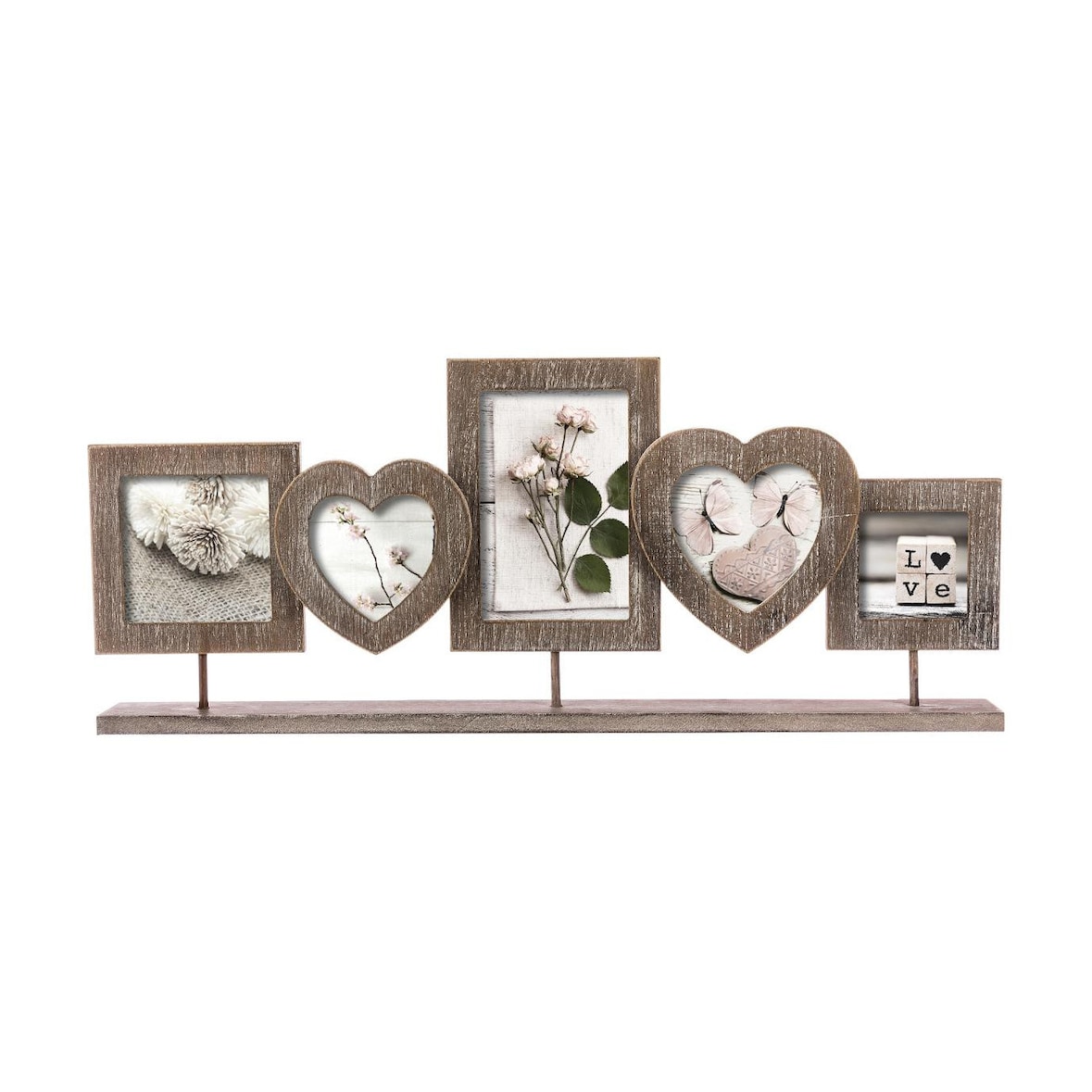 Atmosphera - Set di 5 cornici per foto 55,5x22,7 cm in MDF marrone