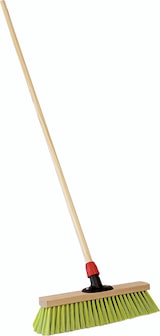thumbnail of Saalbesen, PET Kunstfaser, Neongrün, 400 mm, Universalstielhalter mit Überwurfmutter Ø 24 mm, mit 1400 mm Holzstiel Ø 24 mm