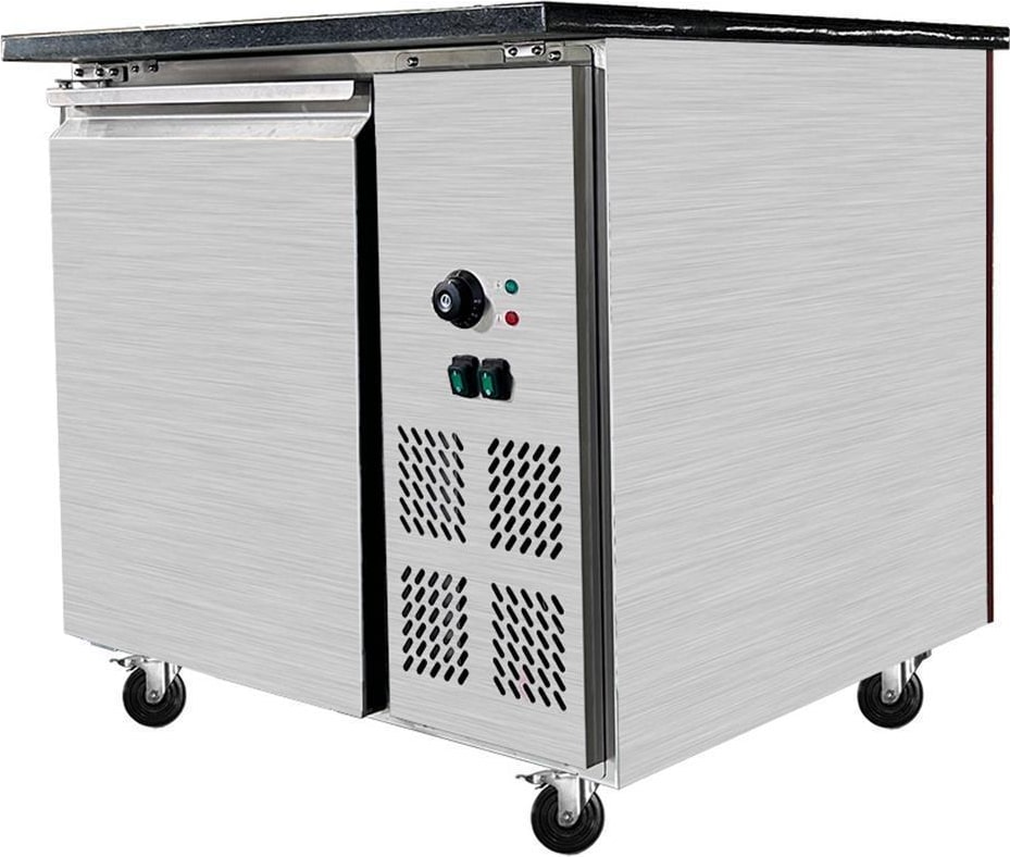 Skyrainbow SNACK-Line Bain-Marie Theke 2x GN1/1, Granit Star Galaxy schwarz, 88x82x85,5 Glasaufbau Klarglas ohne Zwischenablage, H=396mm