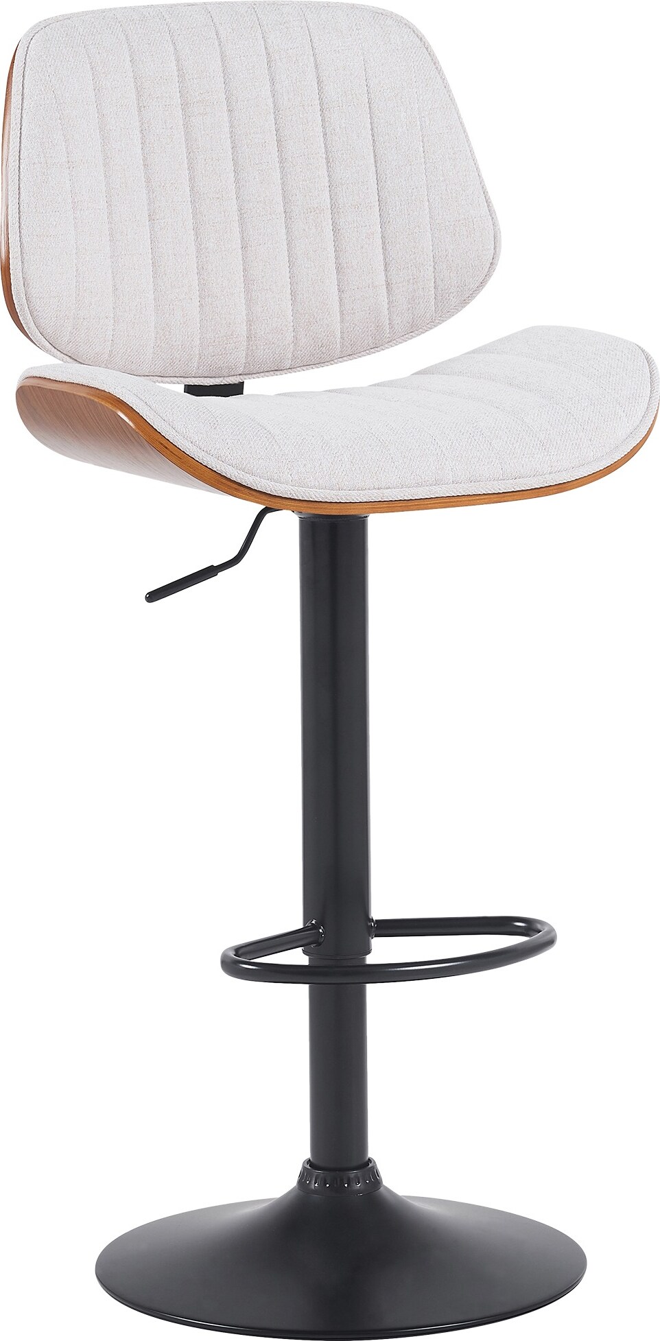 Barhocker LOSAN - Stoff Walnuss/creme 50x50x94 cm Beige Dunkelbraun Schwarz | Barstuhl Höhenverstellbar Mit Lehne Drehbar Tresenhocker Tresenstuhl