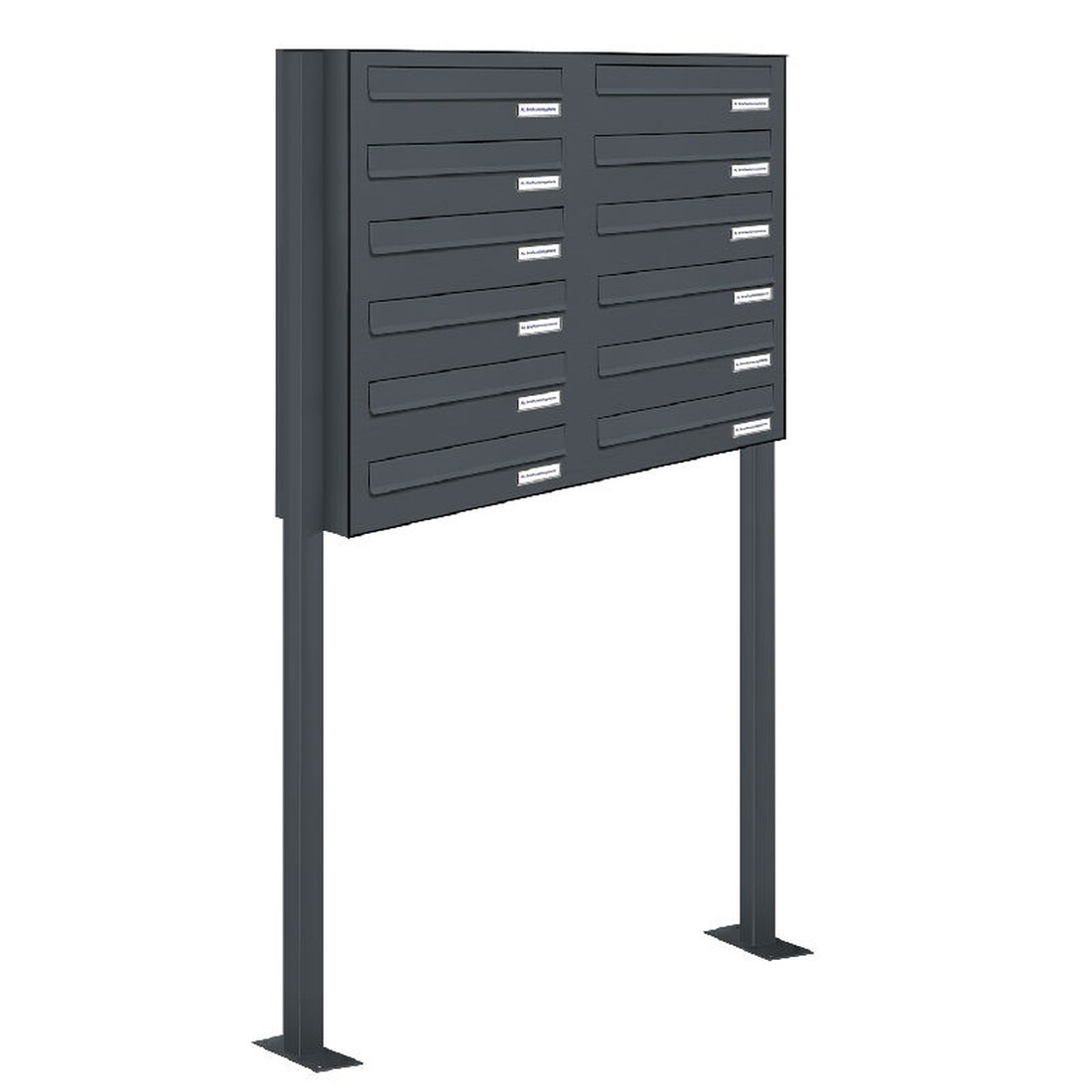 AL Briefkastensysteme 12 Fächer Premium Stand Briefkasten Anlage RAL 7016 Anthrazit Grau, Post A4, robust, wetterfest, Artikelnummer: 132P12DZS2P7016